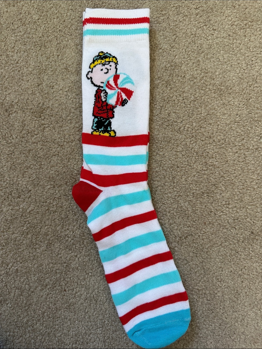 Charlie Brown Peanuts Candy Cane Socks - One Size Adult - Like New